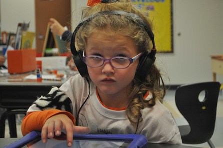 student on a chromebook